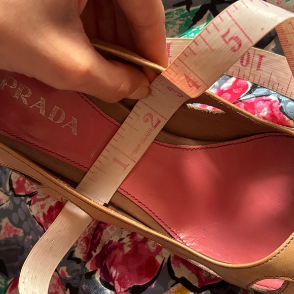 PRADA Tan Cut Out Leather Pointed Toe Kitten Heel Pumps - Picture 8 of 10